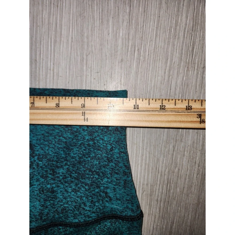 Lululemon High Rise Leggings Teal Black Space Dye Activewear Tights Size 4